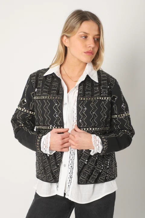 Chaqueta Vinett Gabardina C/ Lentejuelas Bordadas GU301