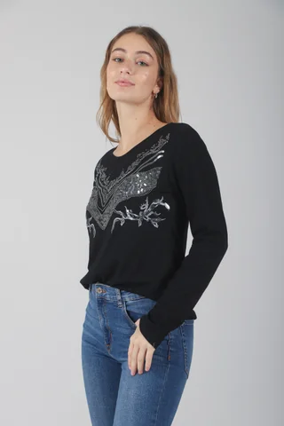 Remera Sound Manga Larga c/ Lentejuelas GUK70043 - Vista 4