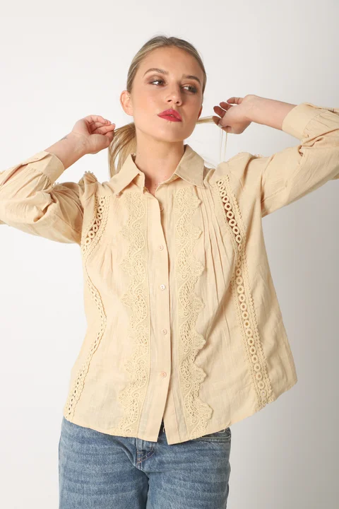 Camisa SYDNEY Lino Con Guipiur GU4109