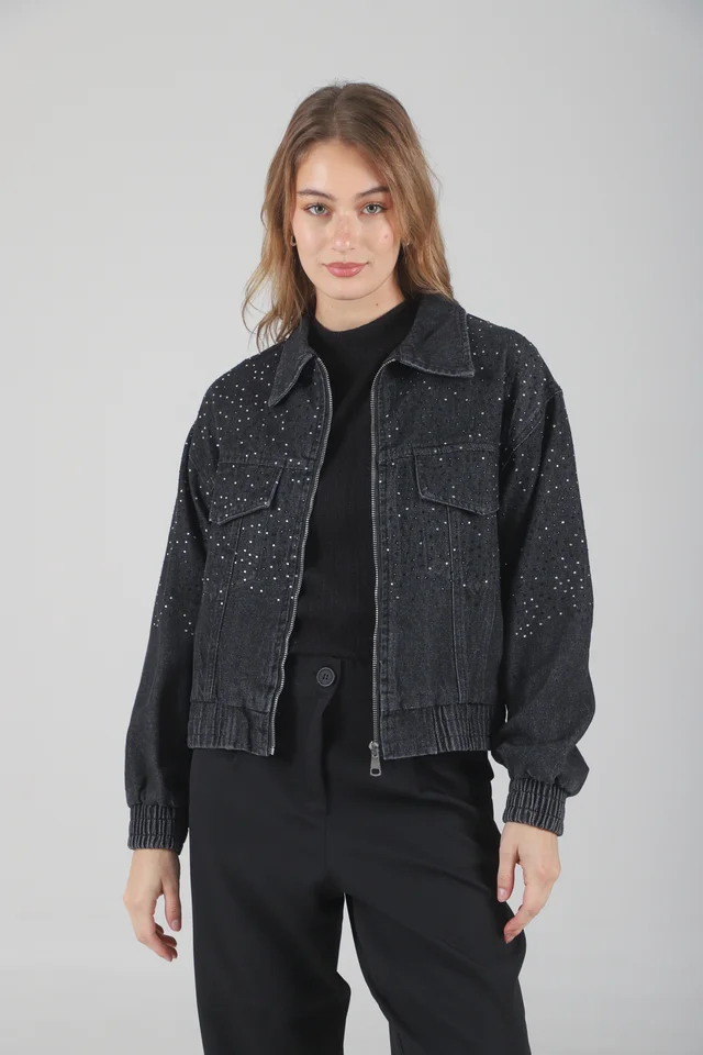 Campera Jean Vakz con Cierre y Strass  GU70014