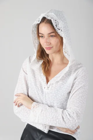 Remera Florentin c/ Capucha y Encaje GUK70067 - Vista 3