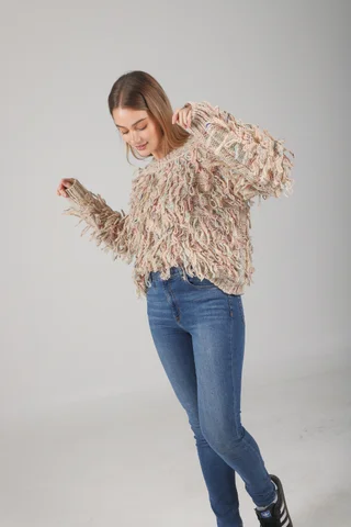 Sweater MALIBU Tejido Grueso c/ Flecos GUL74222 - Vista 3