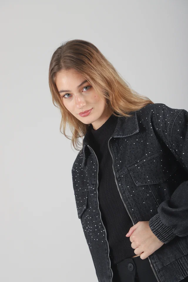 Campera Jean Vakz con Cierre y Strass  GU70014