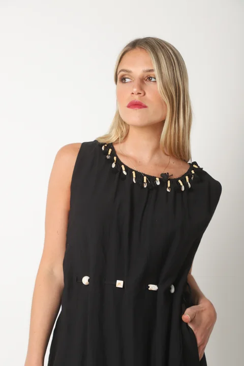 Vestido CARIBEAN Bambula Crep Tiras con Yute GUK70178