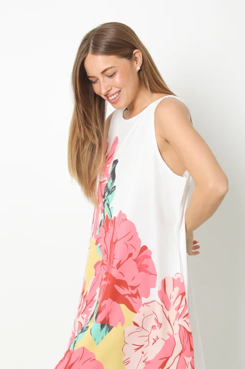 Vestido Menorca Flores c/ Bolsillos GU250