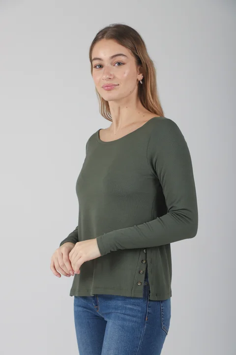 Remera Krell Botones Laterales Rib Elastizado