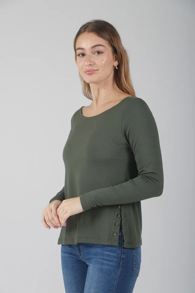 Remera Krell Botones Laterales Rib Elastizado