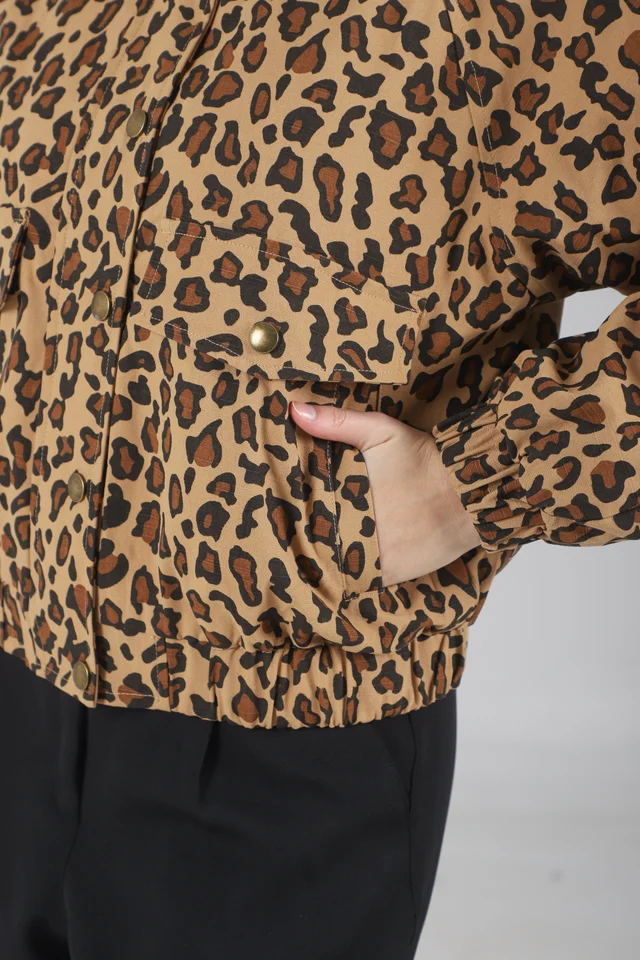 Campera Brown Gabardina Print GU70064