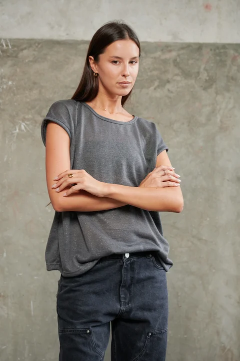 Remera Dana Hilo Flame con Lurex