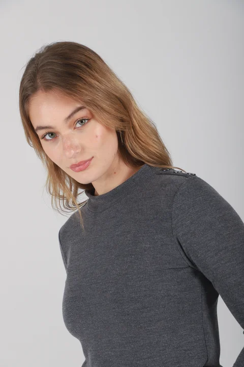 Remera Botones de Morley Elastizado