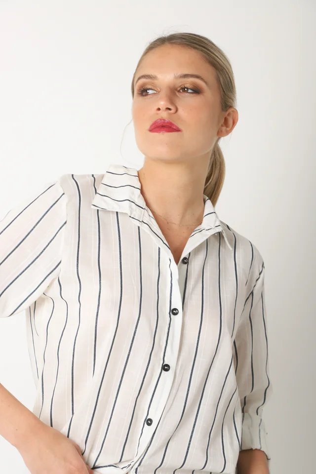 Camisa SINATRA Lino Rayado GU5201