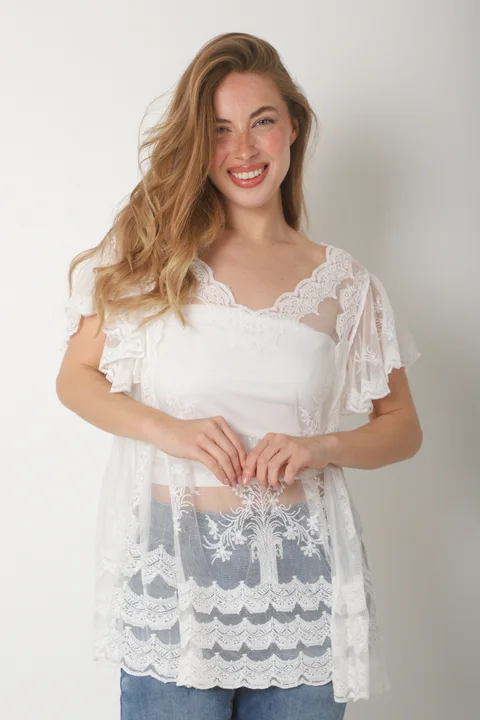 Camisola  Malta  Tull Bordado GUCH568