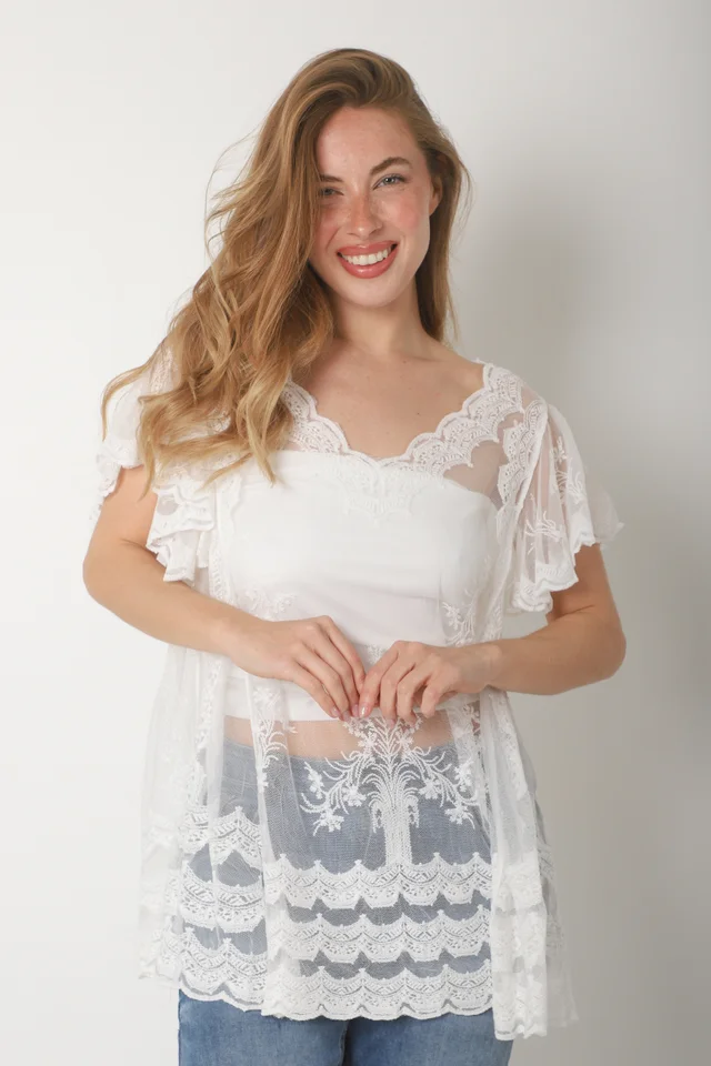 Camisola  Malta  Tull Bordado GUCH568