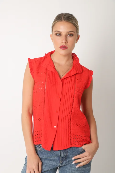 Camisa  Nori Broderie Sin Manga GUK4031