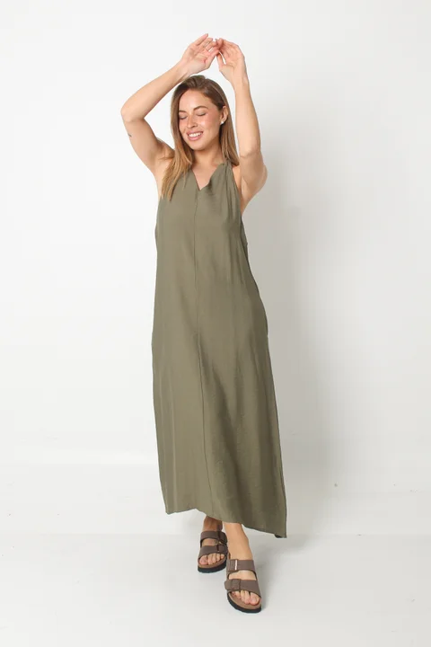 Vestido HAWAI Lino Espalda Cruzada GU248