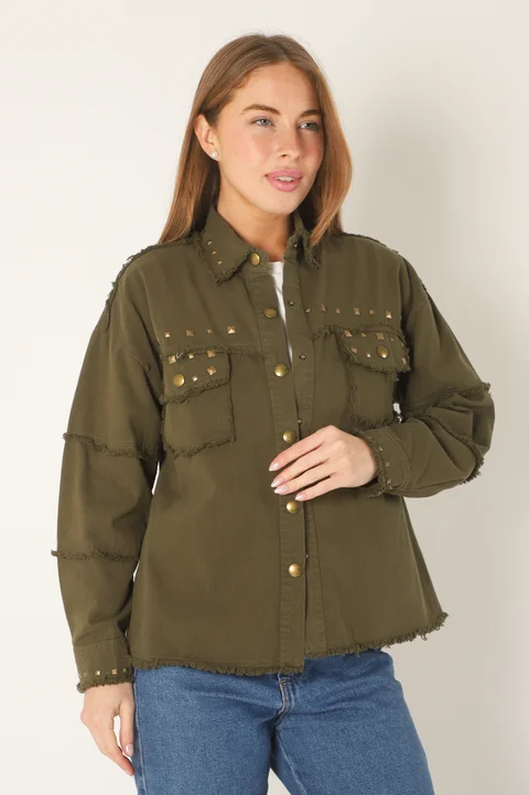 Camisa Dalhi Gabardina con Tachas GUK4099