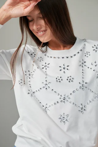 Buzo Boho Bordado con Piedras GUK4114 - Vista 4