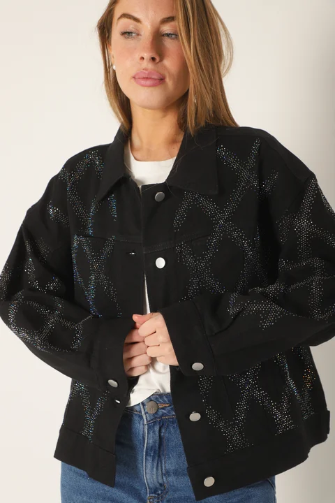 Campera Oversize Neti de Jean con Strass Tornasolado GUK4000