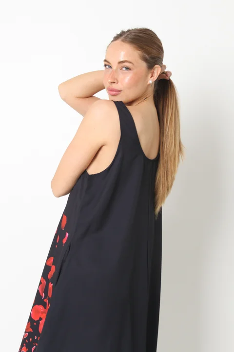 Vestido Menorca Petalos Rojos c/ Bolsillos GU249