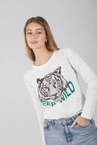 Remera KEEP WILD Batik con strass GU5126 - Vista 6