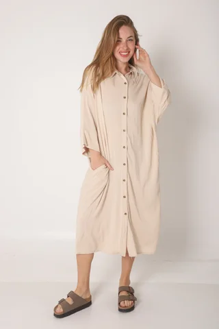 Vestido Camisero RAYSAR LINO C/ Bolsillos - Vista 1