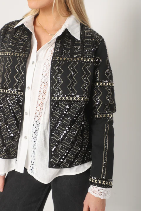 Chaqueta Vinett Gabardina C/ Lentejuelas Bordadas GU301