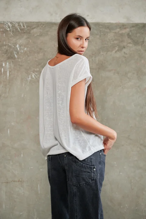 Remera Dana Hilo Flame con Lurex