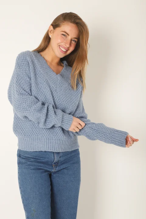 Sweater Kiria Escote V Tejido Grueso GU81330