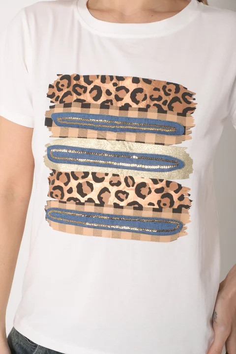 Remera MAGNOLIA PRINT c/ Mini Lentejuelas  GU5145