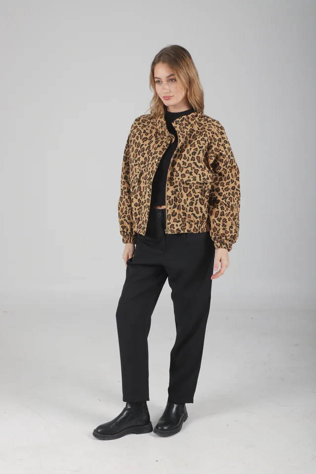 Campera Brown Gabardina Print GU70064