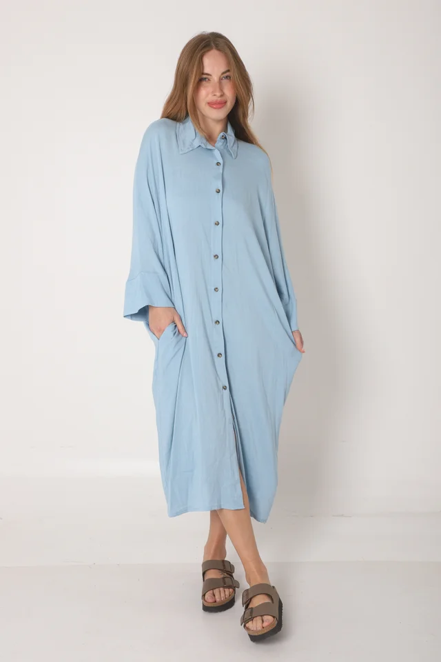 Vestido Camisero RAYSAR LINO C/ Bolsillos