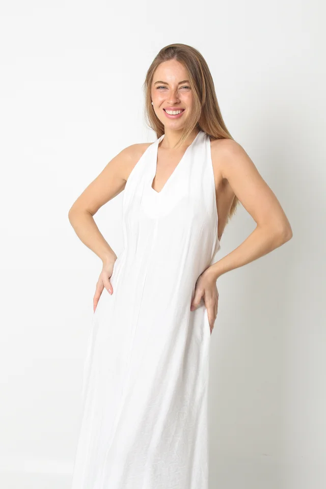 Vestido HAWAI Lino Espalda Cruzada GU248