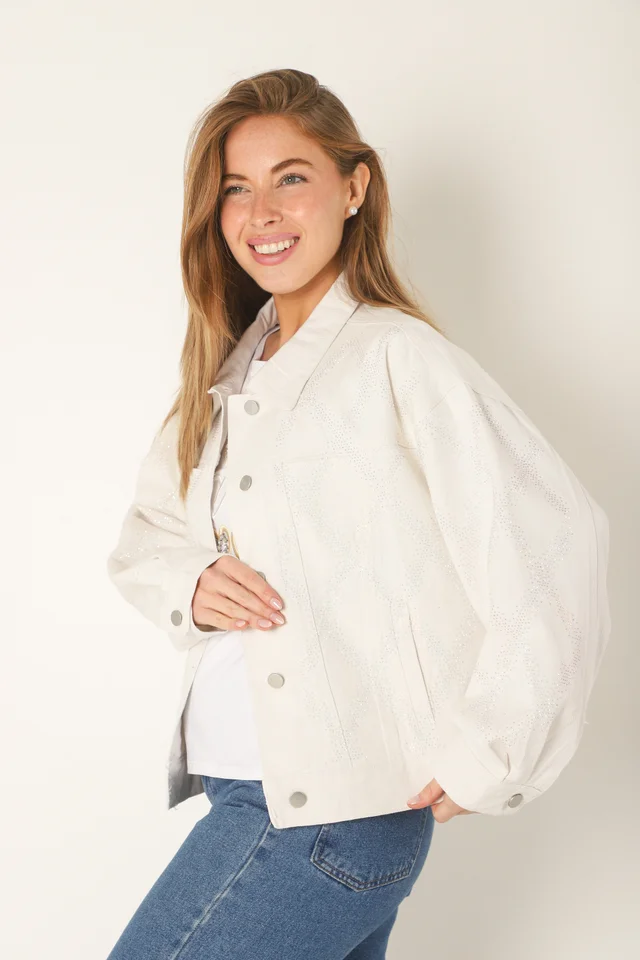 Campera Oversize Neti de Jean con Strass Tornasolado GUK4000