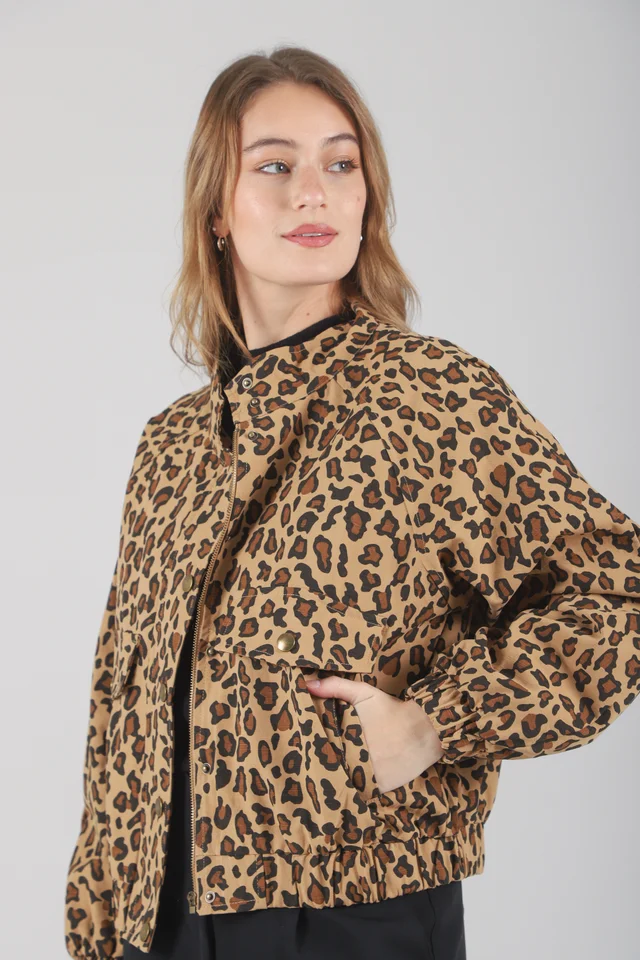 Campera Brown Gabardina Print GU70064