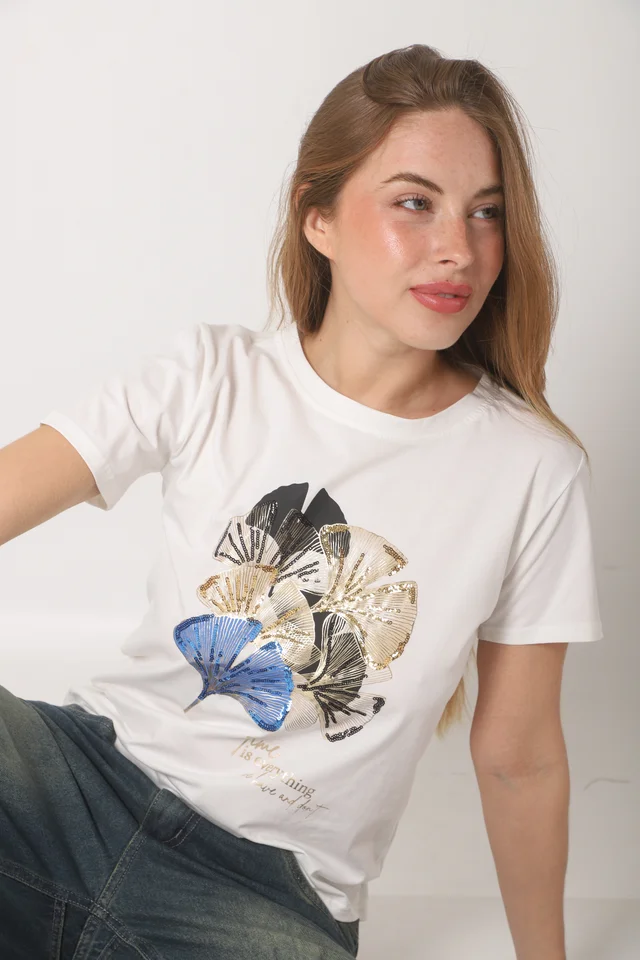 Remera TIME IS EVERYTHING C/ Lentejuelas  GU5092