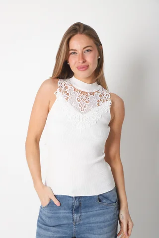 Musculosa ORI Tejida con Guipiur GU107 - Vista 2