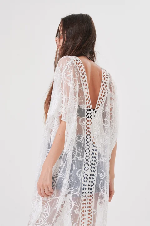 Vestido Tunica Bangalore Tull Bordado GUCH566