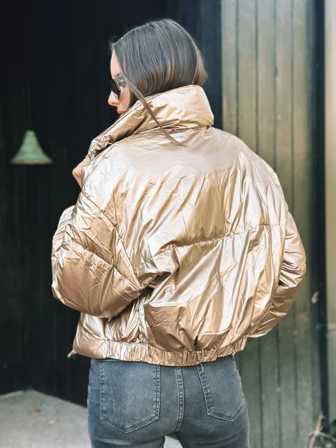 Campera Puffer Silver  Metalizada Velvet GUK2039