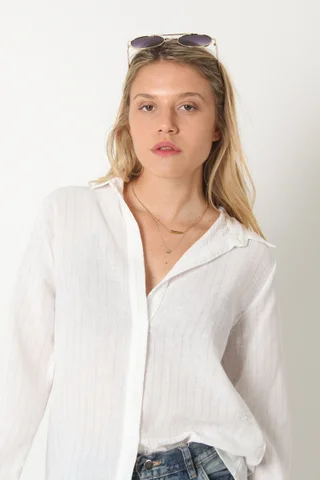 Camisa LINED LINO c/ Rayita de Lurex GU5156 - Vista 4