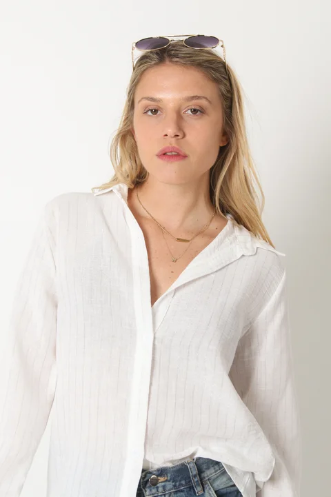 Camisa LINED LINO c/ Rayita de Lurex GU5156