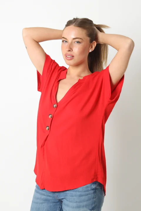 Blusa MIKONOS Simil Lino c/ Botones