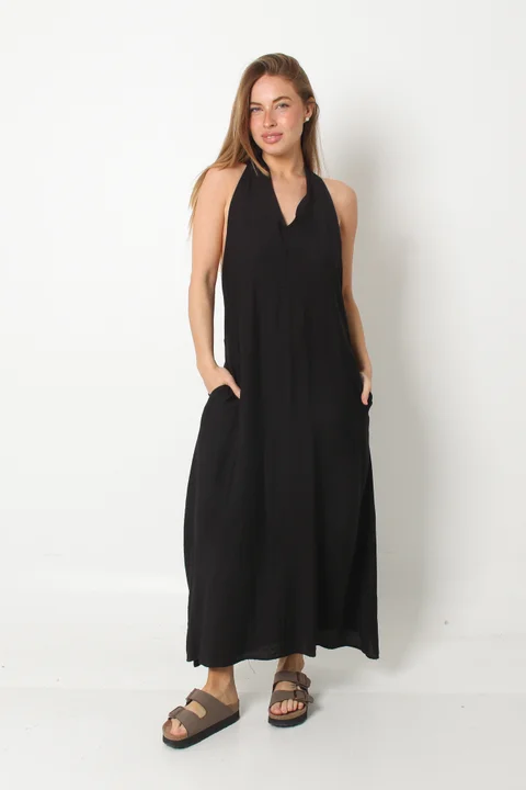 Vestido HAWAI Lino Espalda Cruzada GU248