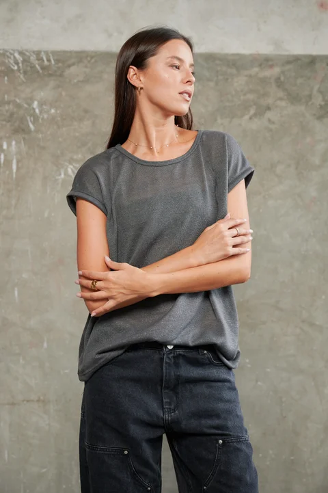 Remera Dana Hilo Flame con Lurex