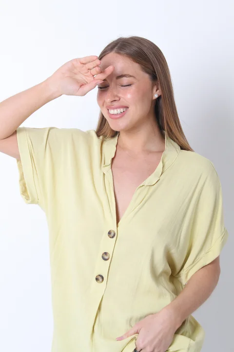 Blusa MIKONOS Simil Lino c/ Botones