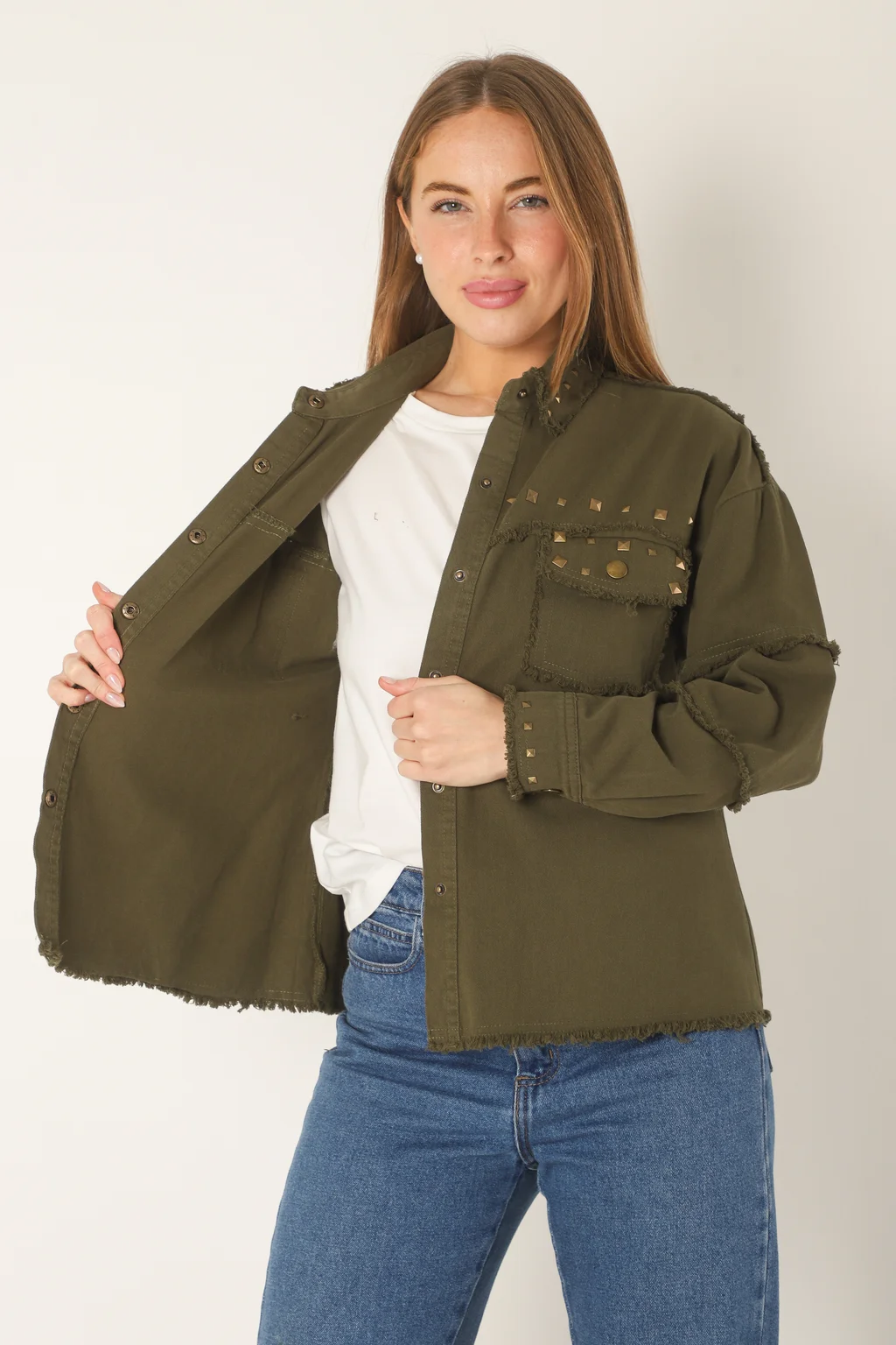 Camisa Dalhi Gabardina con Tachas GUK4099