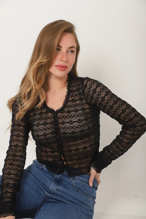 Blusa Top SALONIA ENCAJE ELASTIZADO GUK70075