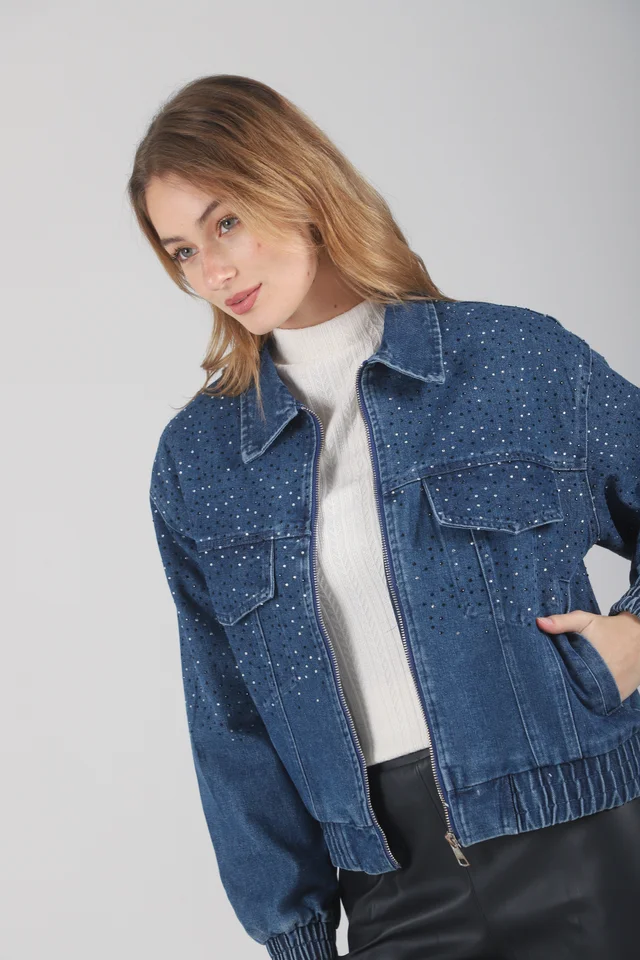 Campera Jean Vakz con Cierre y Strass  GU70014