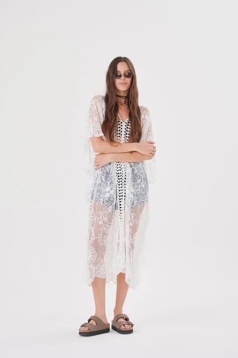 Vestido Tunica Bangalore Tull Bordado GUCH566