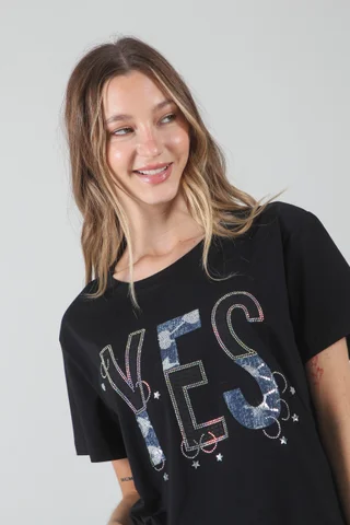 Remera Amplia Yes con Brillos GU87352 - Vista 1
