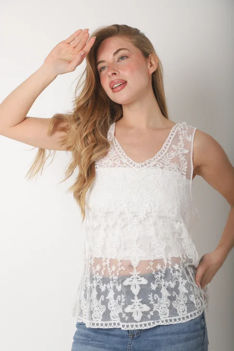 Musculosa Zingara Tull Bordado Colours GICH5087